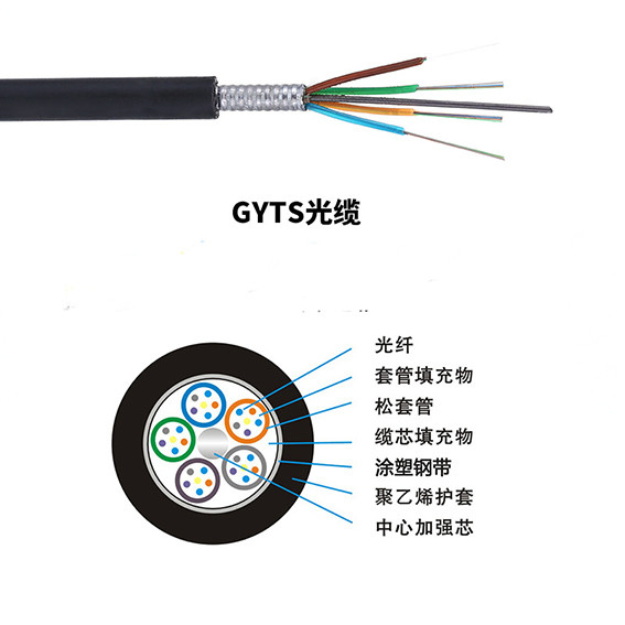 สายเคเบิลใยแก้วนำแสงโหมดเดียว 8 คอร์เกรดกลางแจ้ง GYTS-8B1.3