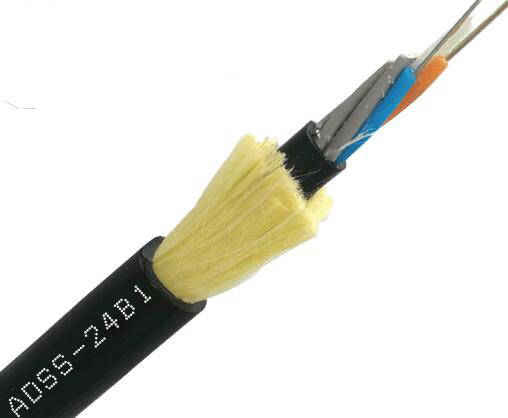 สายเคเบิลไฟเบอร์ G652D ADSS สายเคเบิลไฟเบอร์ออปติก 24 แกนที่รองรับตัวเองด้วยอิเล็กทริกทั้งหมด