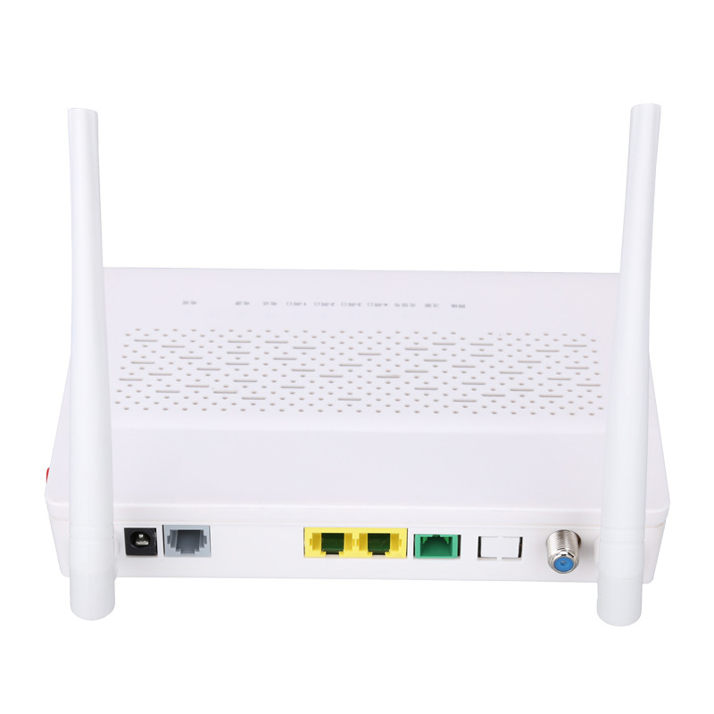 มัลติฟังก์ชั่น 2.4GHz XPON ONU 1FE 1GE WIFI POTS CATV สีขาว FTTH ONU ONT