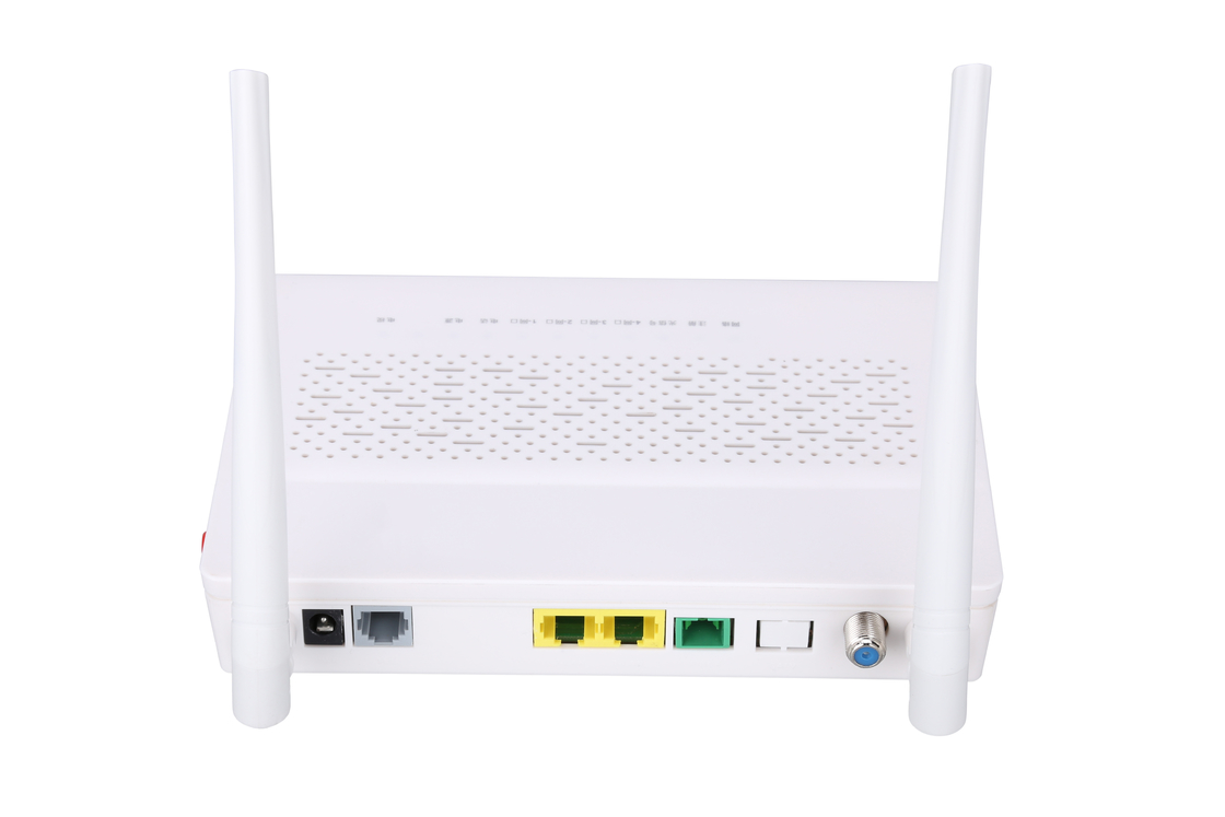 มัลติฟังก์ชั่น 2.4GHz XPON ONU 1FE 1GE WIFI POTS CATV สีขาว FTTH ONU ONT