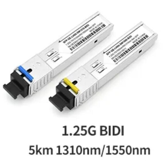 1.25G SFP ตัวรับส่งสัญญาณไฟเบอร์ออปติก 5 กม. 1550 / 1310nm SC Connector โมดูล BIDI SFP