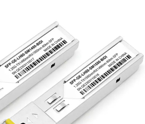 1.25G 80km SFP Fiber Optic Transceiver 1490 / 1550nm SC Connector ผู้ผลิต BIDI OEM