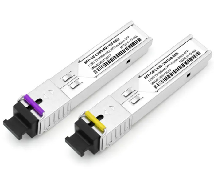 1.25G 80km SFP Fiber Optic Transceiver 1490 / 1550nm SC Connector ผู้ผลิต BIDI OEM