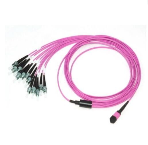 สายเคเบิล Trunk MPO ความหนาแน่นสูง, MPO ถึง ST สายแพทช์ไฟเบอร์ออปติก OM3 Type