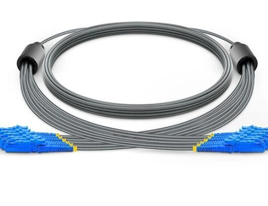 สายแพทช์ไฟเบอร์ออปติกหุ้มเกราะ 6 แกน OS2 E2000 ถึง E2000 โหมดเดี่ยวความหนาแน่นสูง
