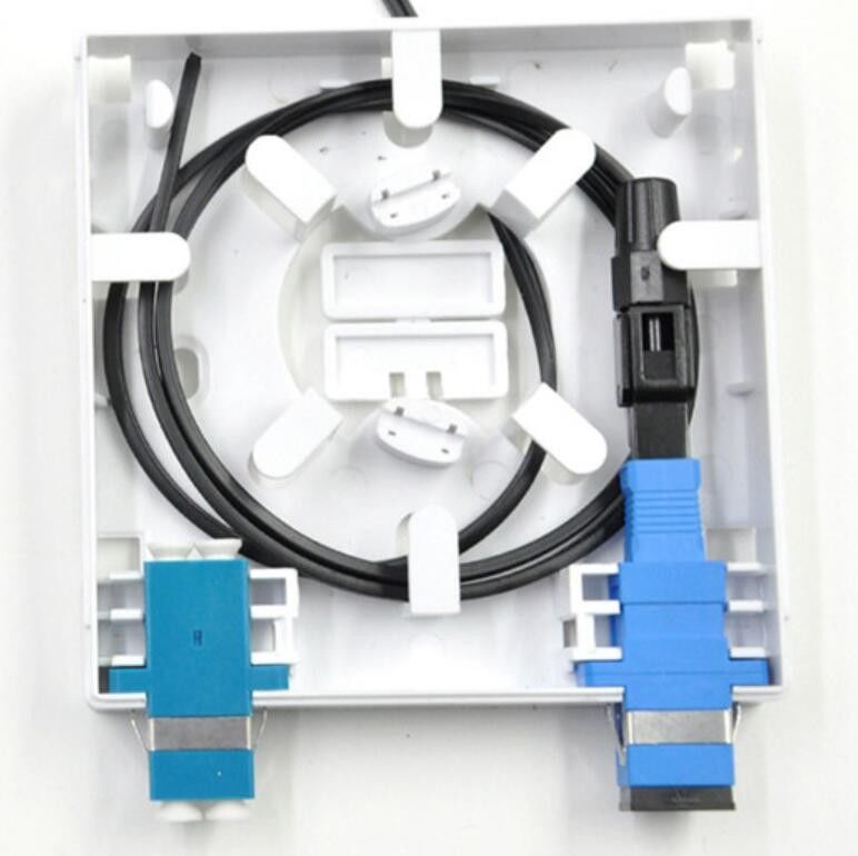 กล่องต่อสายไฟเบอร์ออปติก ISO FTTH ติดผนังในร่ม 2 พอร์ต ABS