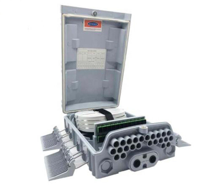 การกระจายไฟเบอร์ออปติกกลางแจ้งPC ABS 24 Core Fiber Optic Distribution Box IP65 GREY COLOR
