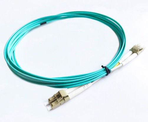 FTTH 2 มม. ดูเพล็กซ์ LC UPC สายแพทช์ไฟเบอร์ออปติก MM OM3 50/125