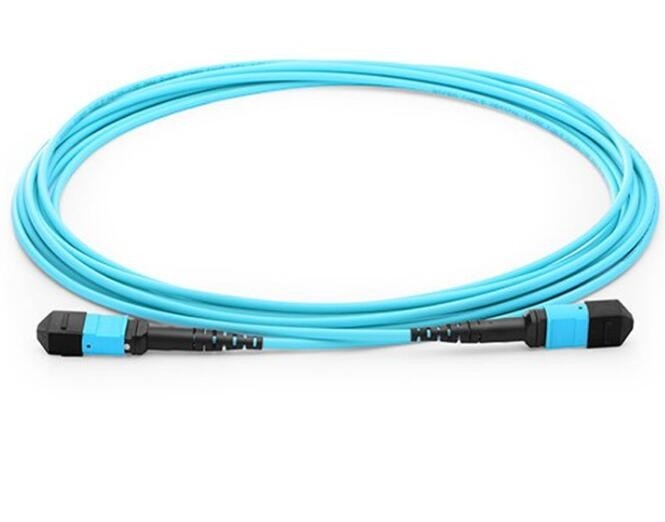 สายเคเบิลใยแก้วนำแสง 10g วัสดุ LSZH MPO 8 แกนหลักมัลติโหมด OM3 ไฟเบอร์ลำต้น