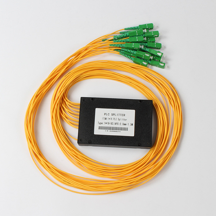 SC APC 1x16 PLC แยกไฟเบอร์ออปติกแยก PLC สำหรับเคเบิลทีวี FTTX